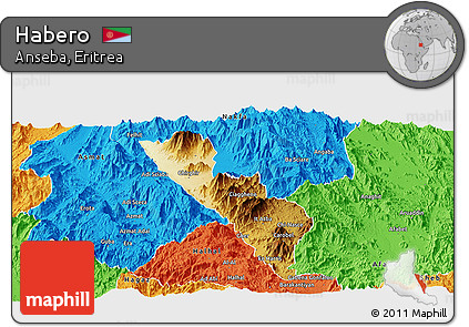 Physical Panoramic Map of Habero, political outside