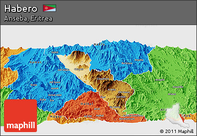 Physical Panoramic Map of Habero, political outside