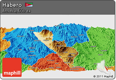 Physical Panoramic Map of Habero, political outside
