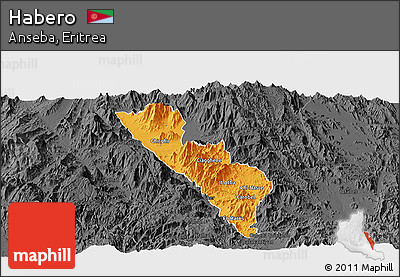 Political Panoramic Map of Habero, darken, desaturated
