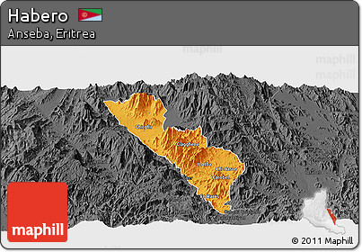 Political Panoramic Map of Habero, darken, desaturated
