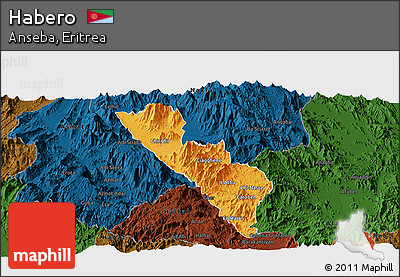 Political Panoramic Map of Habero, darken