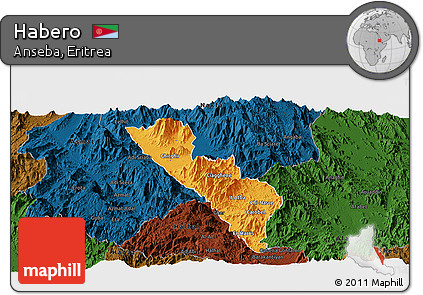 Political Panoramic Map of Habero, darken