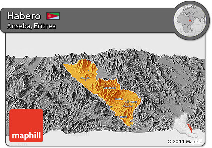 Political Panoramic Map of Habero, desaturated