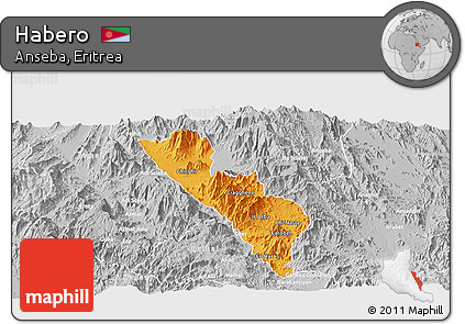 Political Panoramic Map of Habero, lighten, desaturated