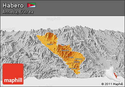 Political Panoramic Map of Habero, lighten, desaturated