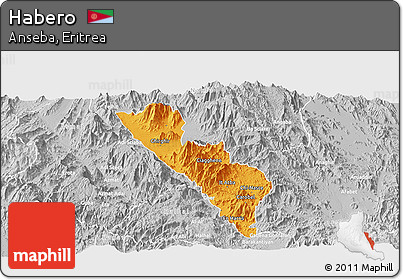 Political Panoramic Map of Habero, lighten, desaturated