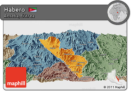 Political Panoramic Map of Habero, semi-desaturated