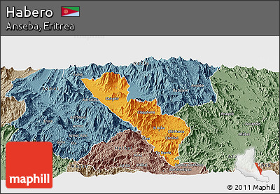 Political Panoramic Map of Habero, semi-desaturated