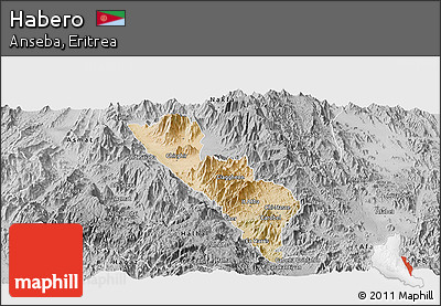 Satellite Panoramic Map of Habero, desaturated