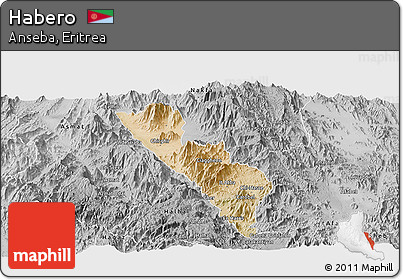 Satellite Panoramic Map of Habero, desaturated