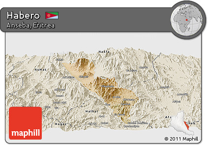 Satellite Panoramic Map of Habero, shaded relief outside