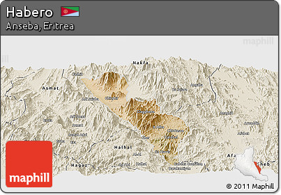 Satellite Panoramic Map of Habero, shaded relief outside