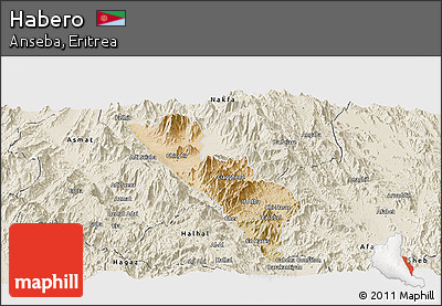 Satellite Panoramic Map of Habero, shaded relief outside