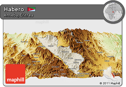 Shaded Relief Panoramic Map of Habero, physical outside