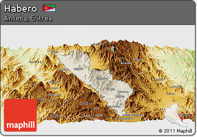 Shaded Relief Panoramic Map of Habero, physical outside