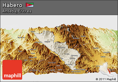 Shaded Relief Panoramic Map of Habero, physical outside