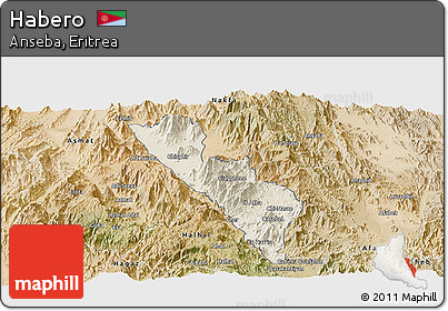 Shaded Relief Panoramic Map of Habero, satellite outside