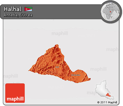 Political 3D Map of Halhal, cropped outside