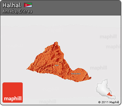 Political 3D Map of Halhal, cropped outside