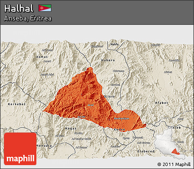 Political 3D Map of Halhal, shaded relief outside