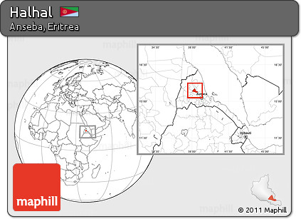 Blank Location Map of Halhal, within the entire country