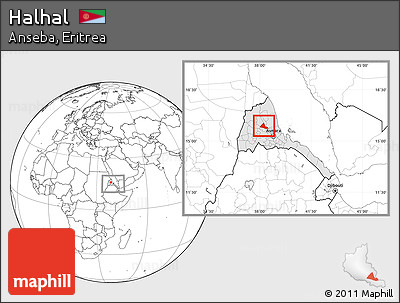 Blank Location Map of Halhal, highlighted country, within the entire country