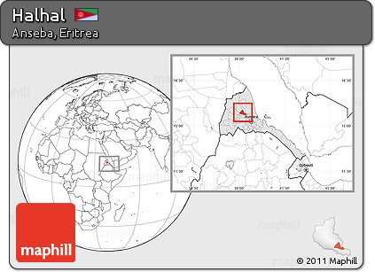 Blank Location Map of Halhal, highlighted country, within the entire country