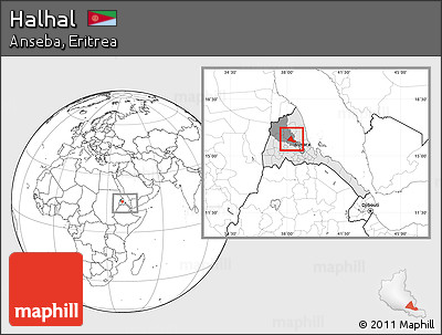 Blank Location Map of Halhal, highlighted country, highlighted parent region, within the entire country