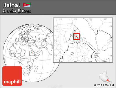 Blank Location Map of Halhal, highlighted parent region, within the entire country
