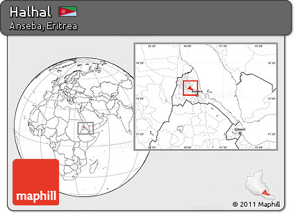 Blank Location Map of Halhal, highlighted parent region, within the entire country