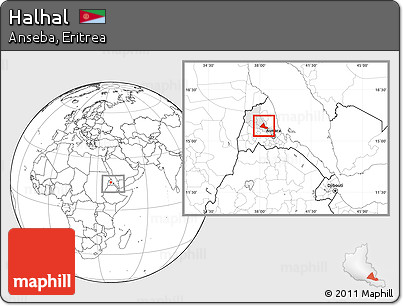 Blank Location Map of Halhal, highlighted parent region, within the entire country