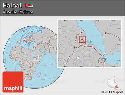 Gray Location Map of Halhal, within the entire country