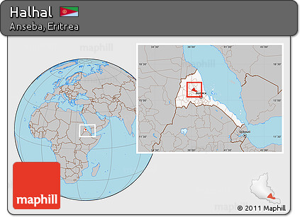 Gray Location Map of Halhal, highlighted country, within the entire country