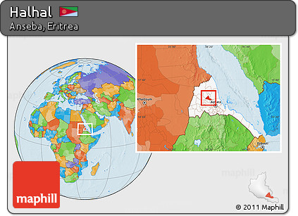 Political Location Map of Halhal, highlighted country