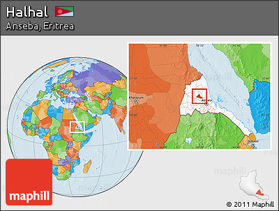 Political Location Map of Halhal, highlighted country