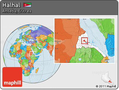 Political Location Map of Halhal, highlighted country
