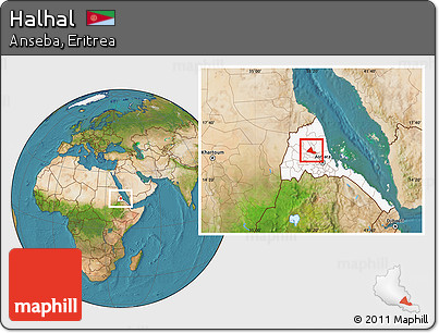 Satellite Location Map of Halhal, highlighted country