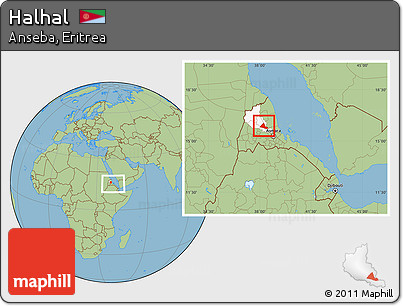 Savanna Style Location Map of Halhal, highlighted parent region, within the entire country