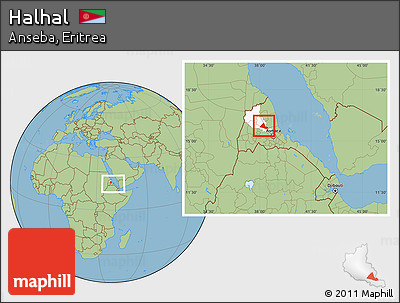 Savanna Style Location Map of Halhal, highlighted parent region, within the entire country