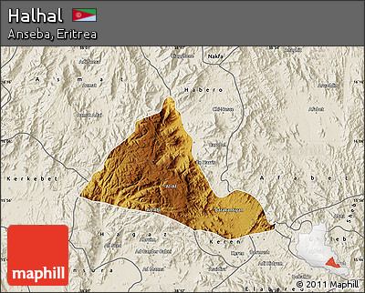 Physical Map of Halhal, shaded relief outside