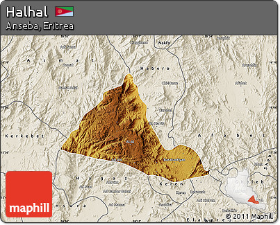 Physical Map of Halhal, shaded relief outside