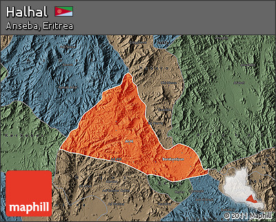 Political Map of Halhal, darken, semi-desaturated