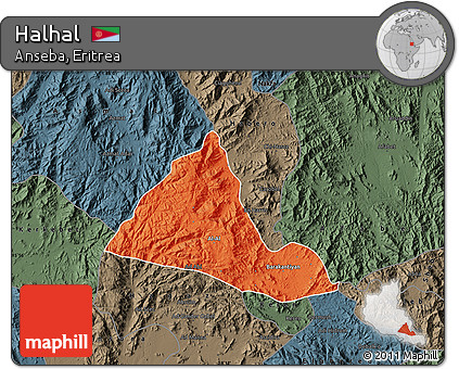 Political Map of Halhal, darken, semi-desaturated
