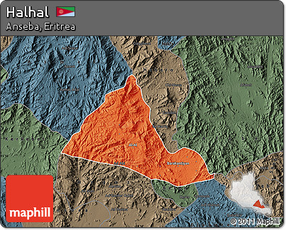Political Map of Halhal, darken, semi-desaturated