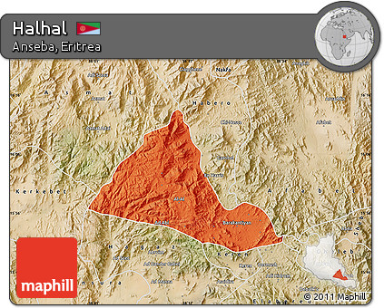 Political Map of Halhal, satellite outside