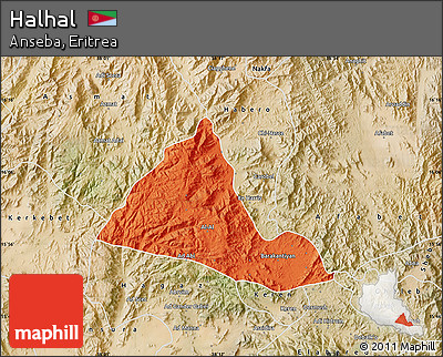 Political Map of Halhal, satellite outside