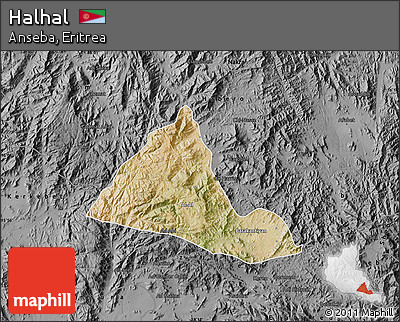 Satellite Map of Halhal, darken, desaturated