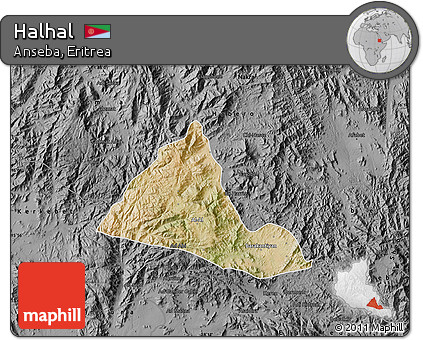 Satellite Map of Halhal, darken, desaturated