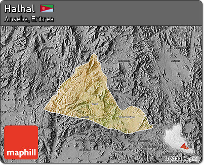 Satellite Map of Halhal, darken, desaturated